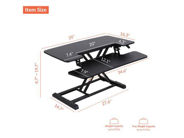 Black Sanding Desk Riser with Keyboard Tray B777934