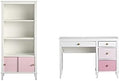 2 Piece Kids Bedroom Set with Bookcase and Desk in White and Pink R254