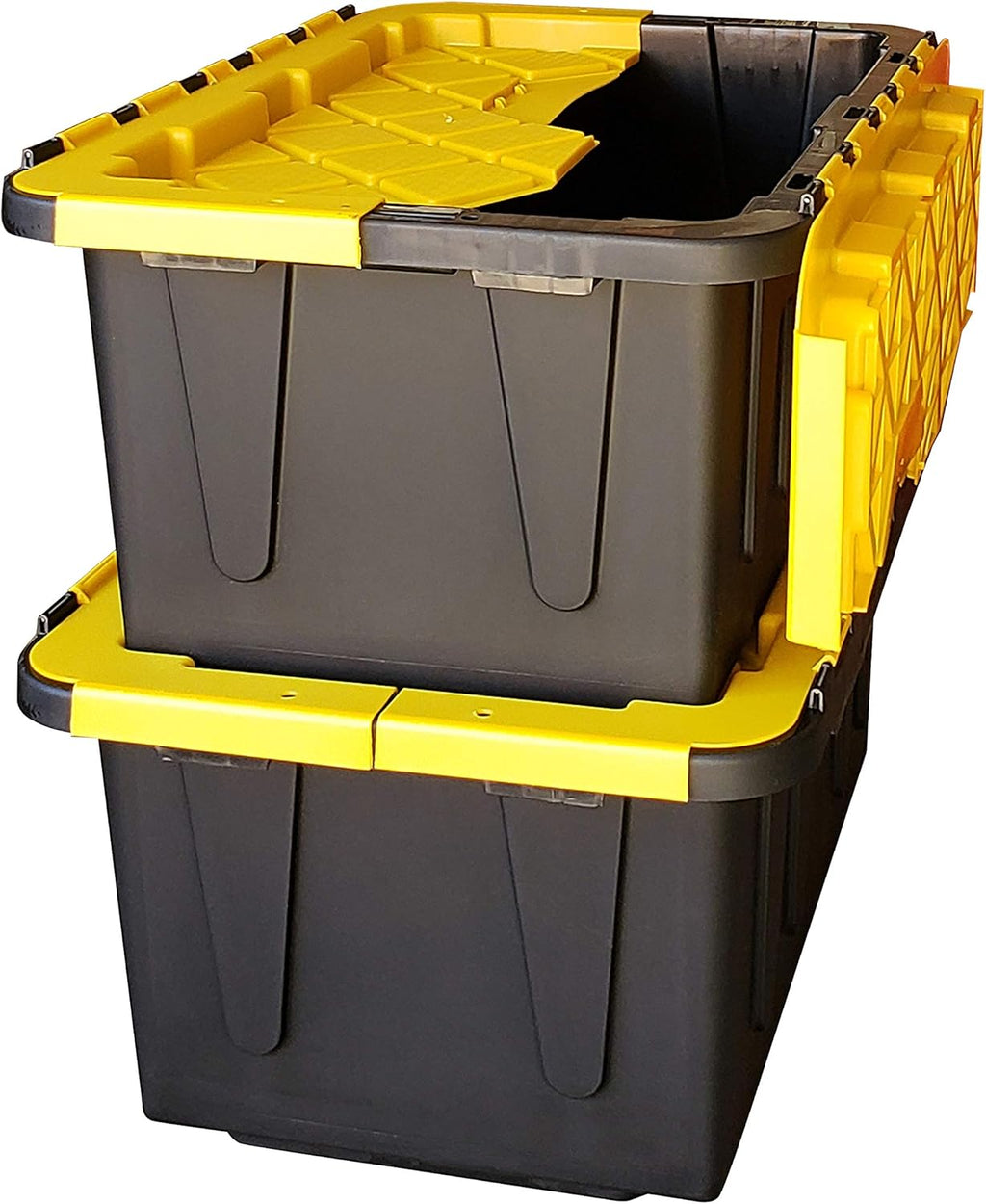 15 Gallon Plastic Storage Container, Black and Yellow, Pack of 6 Q602