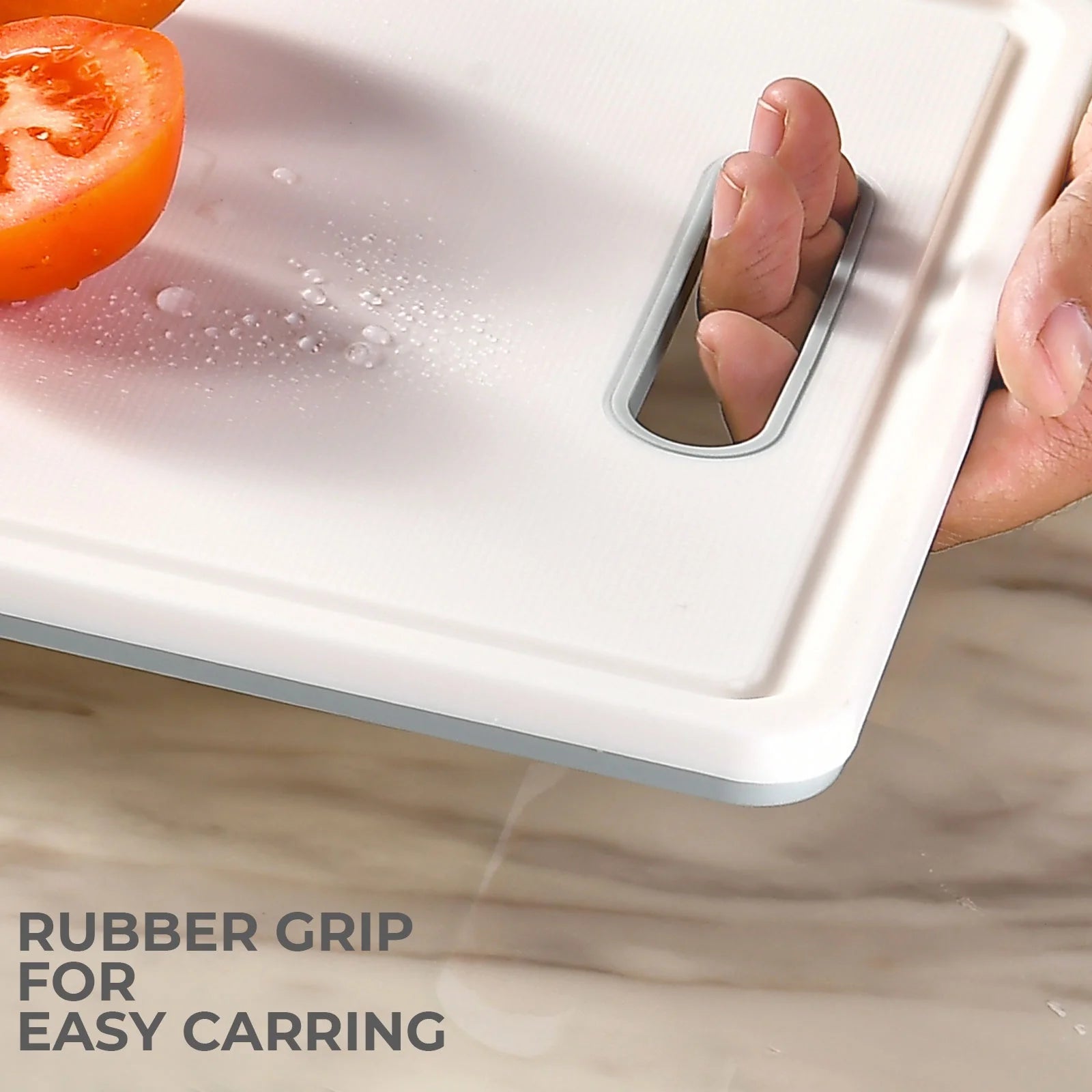 Chalk White Plastic Cutting Board Set with Defrosting Tray A8446