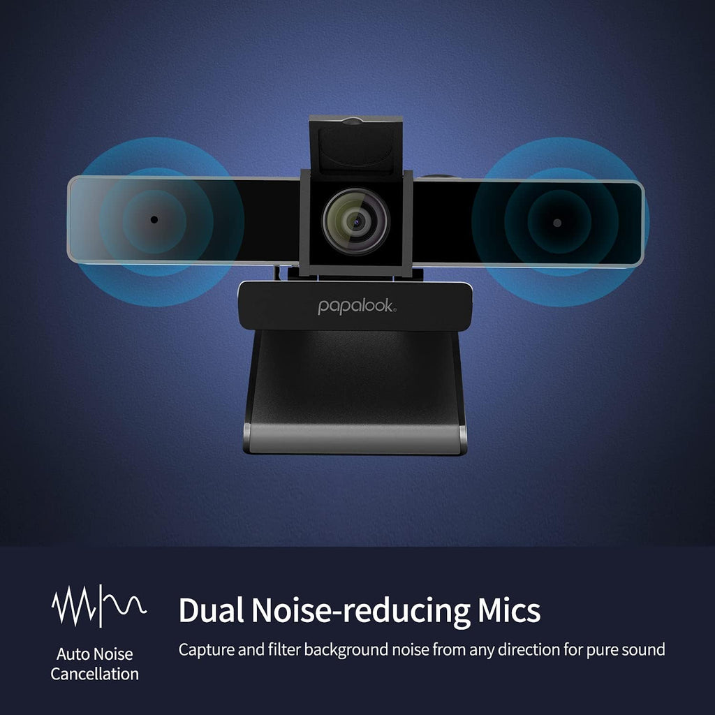 2K Ultra HD Zoomable Webcam with Dual Microphone and Privacy Cover A49402