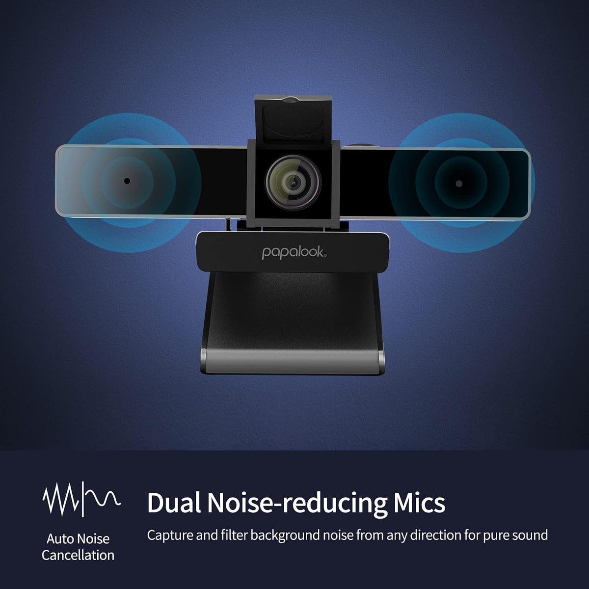 2K Ultra HD Zoomable Webcam with Dual Microphone and Privacy Cover A49402