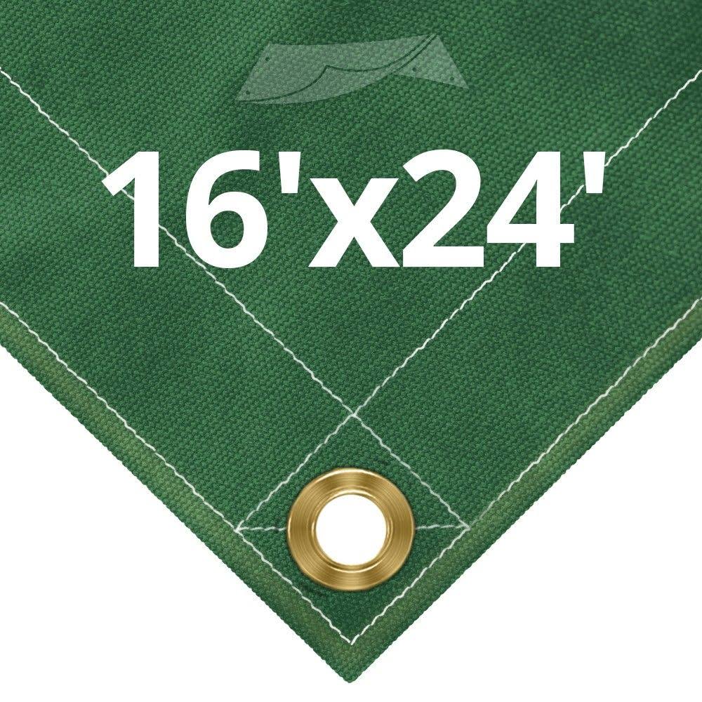 Green Canvas Tarps 16' x 24' N29376