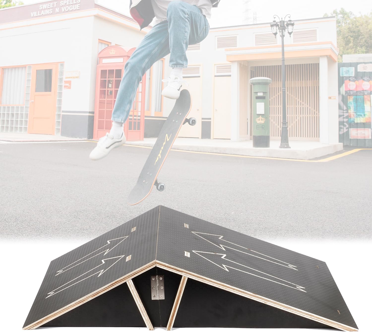 Black Double Sided Skateboard Ramp with Carry Rope T168