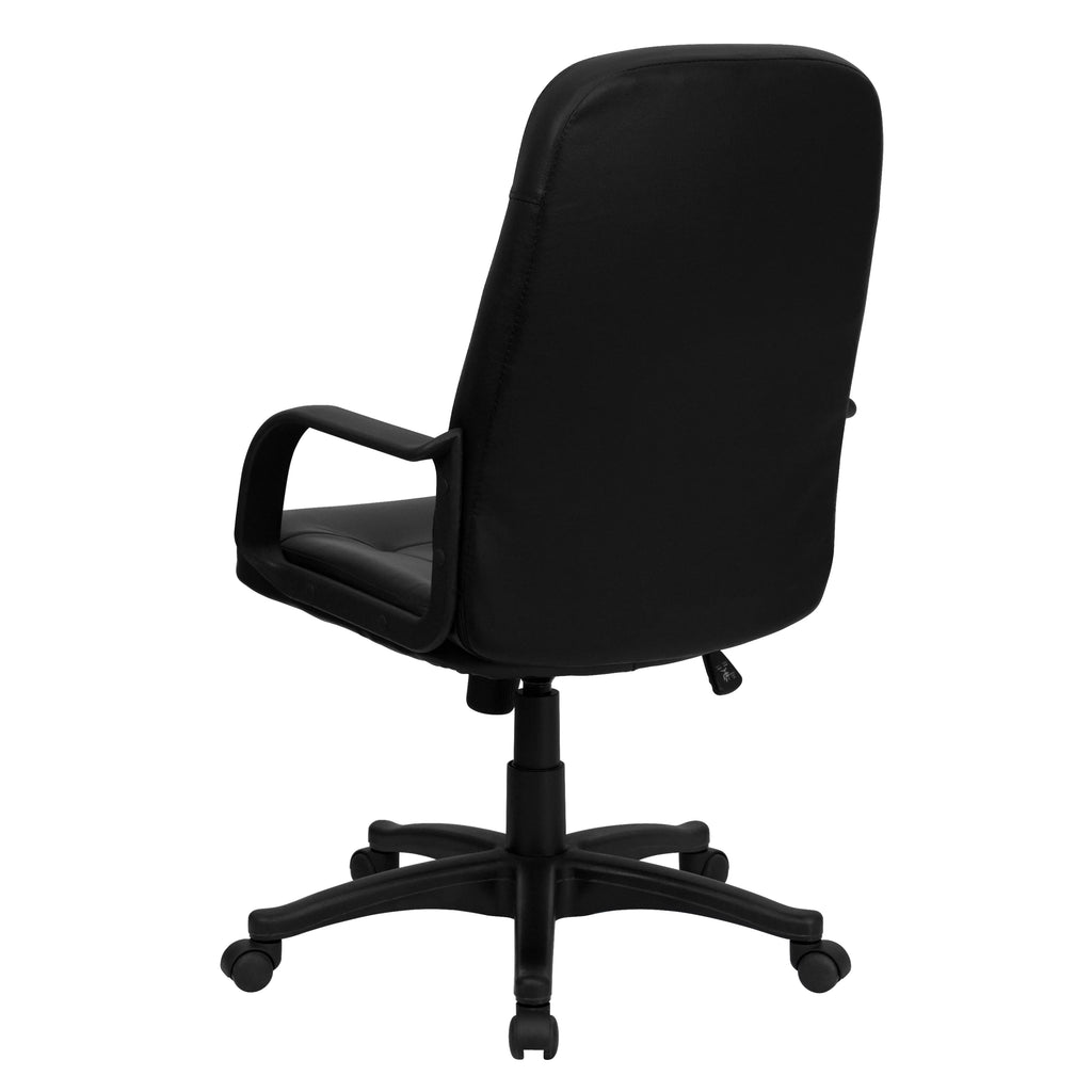 Black Glove Vinyl Executive Swivel Office Chair with Arms R517454