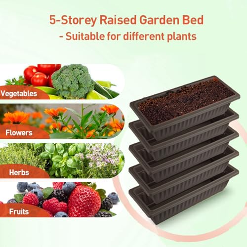 5-Tier Elevated Garden Bed with 5 Planter Boxes (Black) A394249