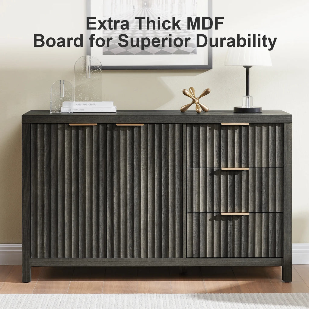 Black Oak Buffet Sideboard Storage Cabinet with Drawer and Doors A401