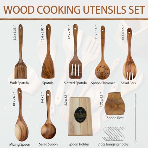 Natural Teak Wooden Kitchen Utensils Set M51368