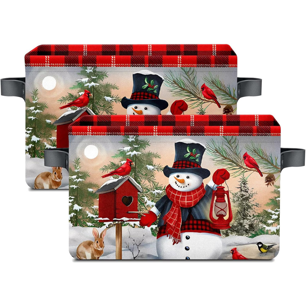 Christmas Snowman Fabric Storage Baskets with Handles, 2 count L4432
