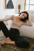 Mocha Surplice Crop Top F623229