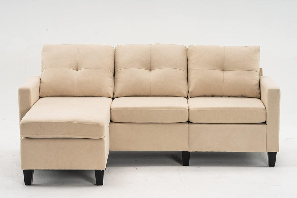 Beige Fabric Sectional Sofa with Chaise H40563