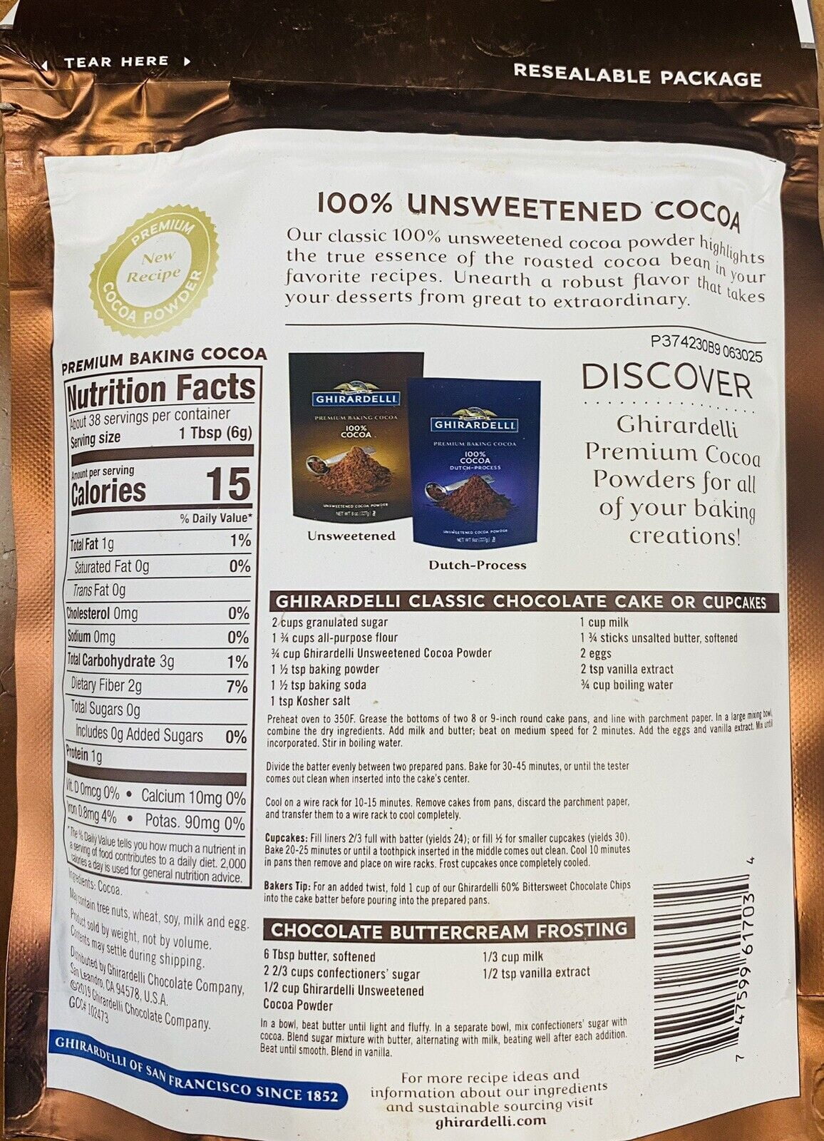 100% Unsweetened Cocoa Powder 8 oz W817901