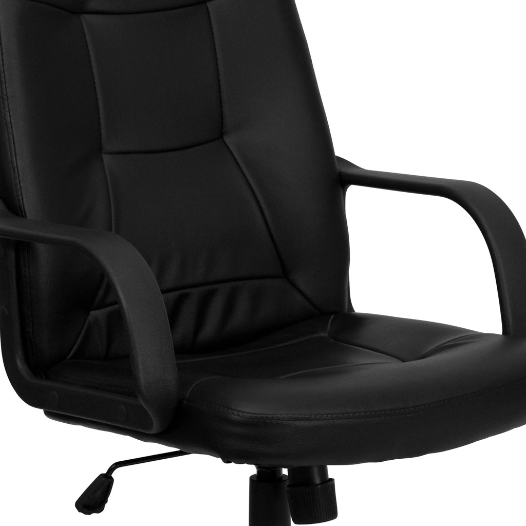 Black Glove Vinyl Executive Swivel Office Chair with Arms R517454