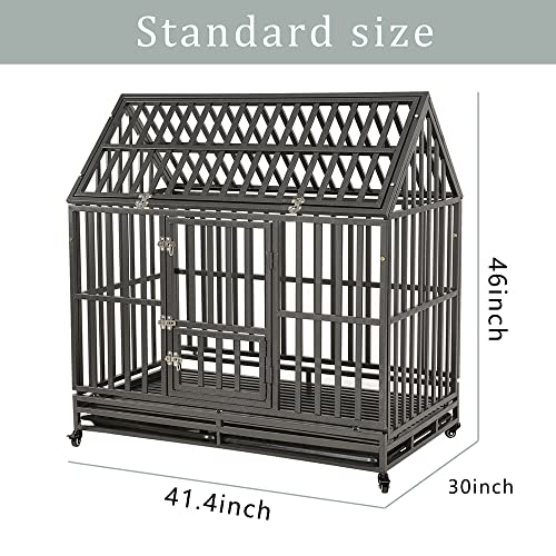 Black 48 inch Metal Dog Cage with Four Wheels H70181