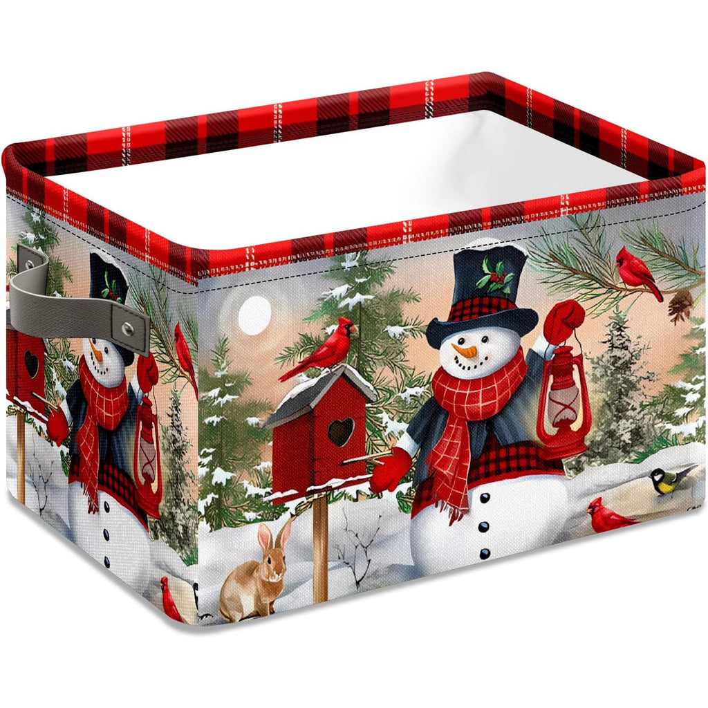 Christmas Snowman Fabric Storage Baskets with Handles, 2 count L4432