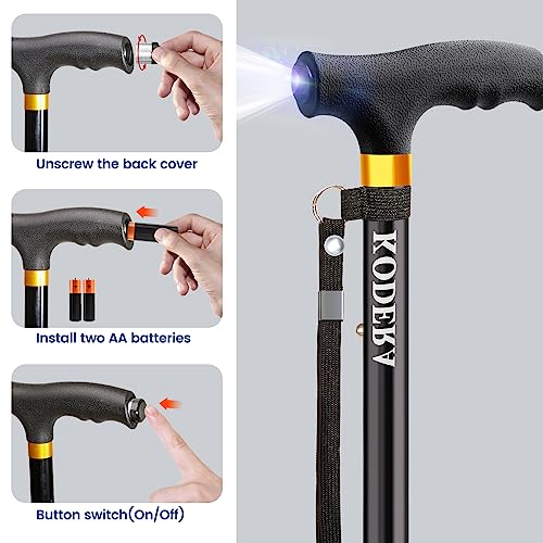 Folding Walking Cane with LED Light J592505
