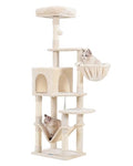 Light Gray Multi-Level Cat Tree with Hammock and Scratching Posts C563