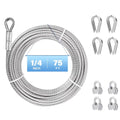 1/4 30ft 304 Stainless Steel Aircraft Cable with Clamps I789