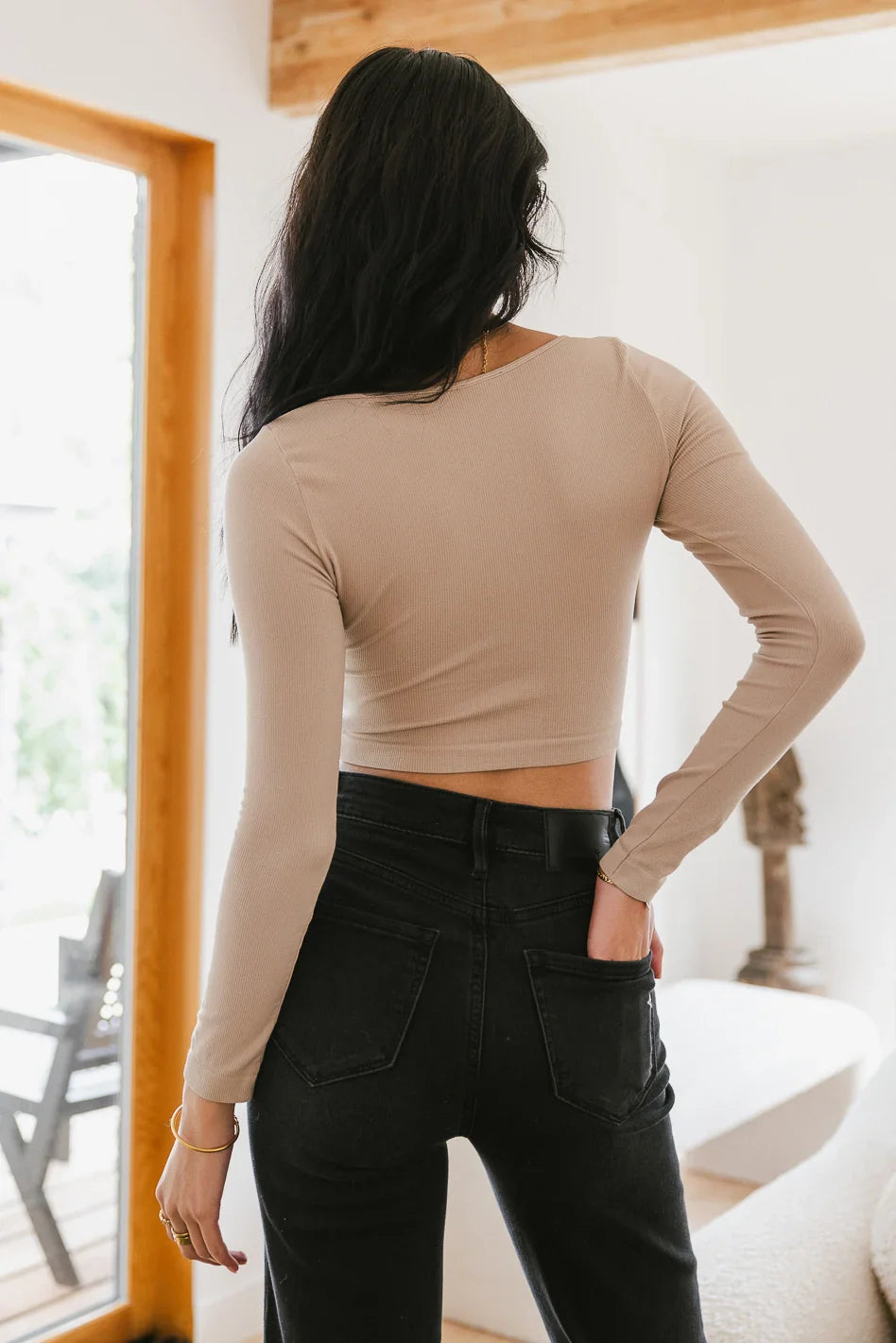 Mocha Surplice Crop Top F623229