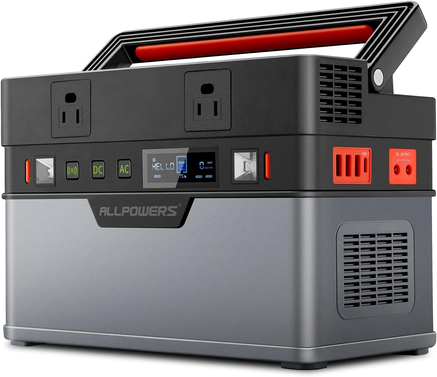 Portable Power Station 500W 606Wh 164000mAh with 2 AC Outlets L339
