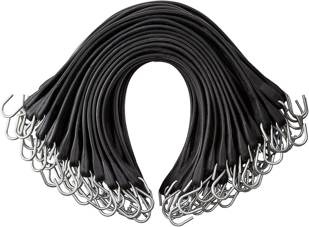 Pack of 25 Bungee Cords with Hooks Rubber Tarp Straps with Crimped Metal S Hooks Heavy Duty Bungie Cord Tie Downs A345173
