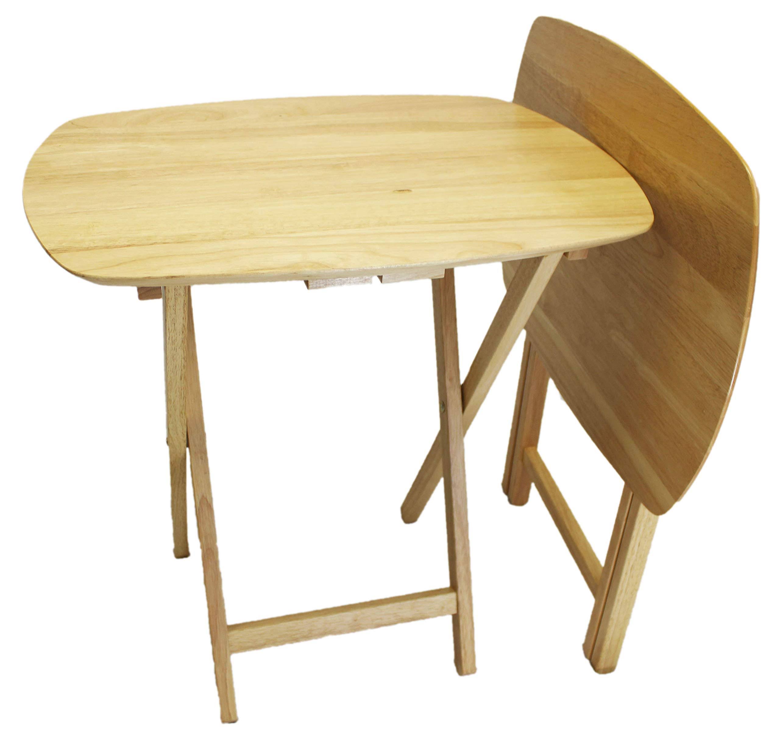 Oversized Folding TV Tray Table Set of 2, Hard Wood T651909