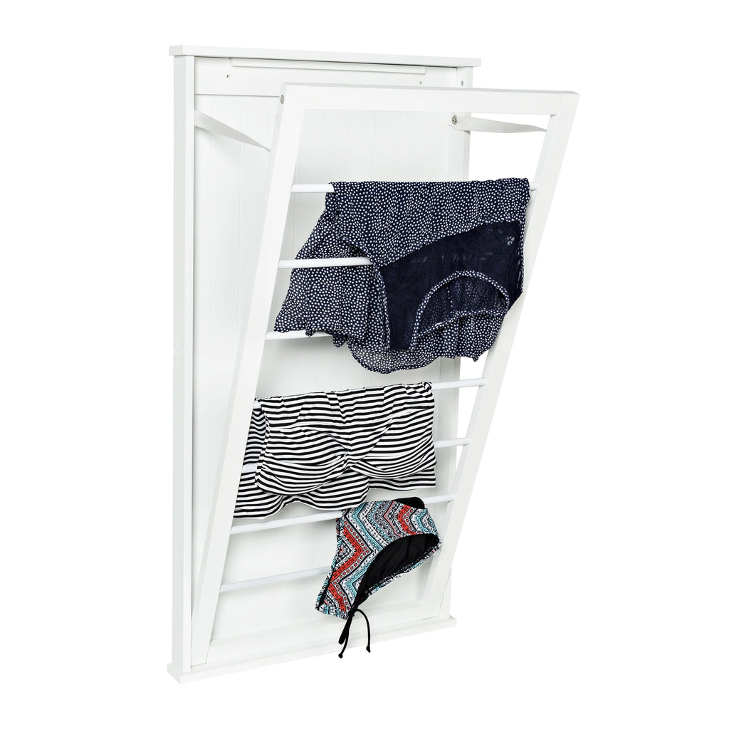 White Large Over-the-Door Wall Mount Clothes Drying Rack Y176