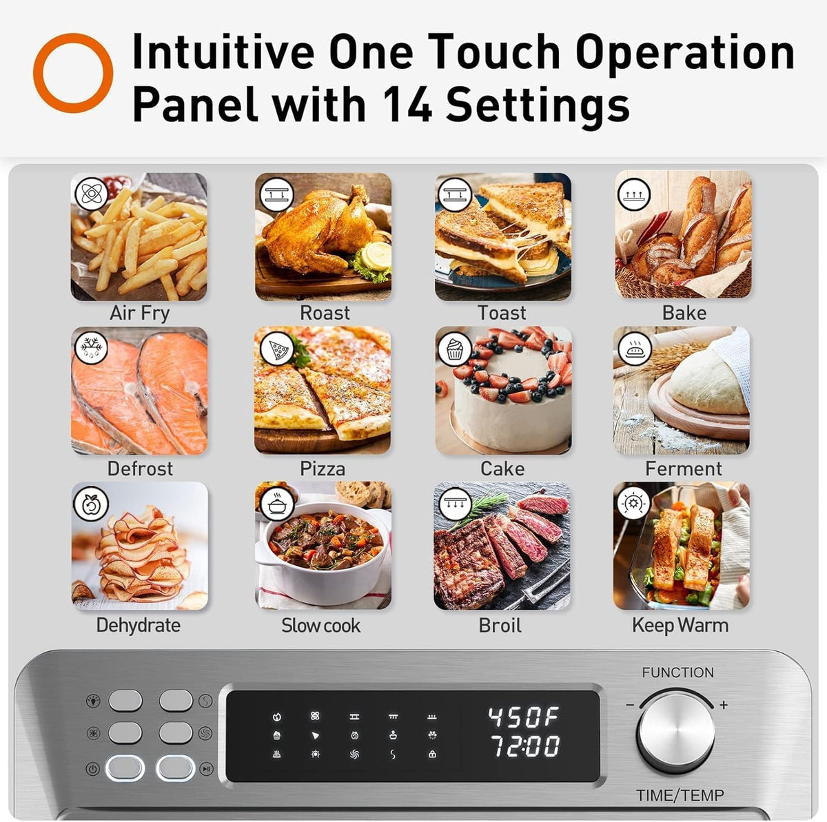 25QT 1700W Brushed Stainless Steel Air Fryer Toaster Oven Y33531