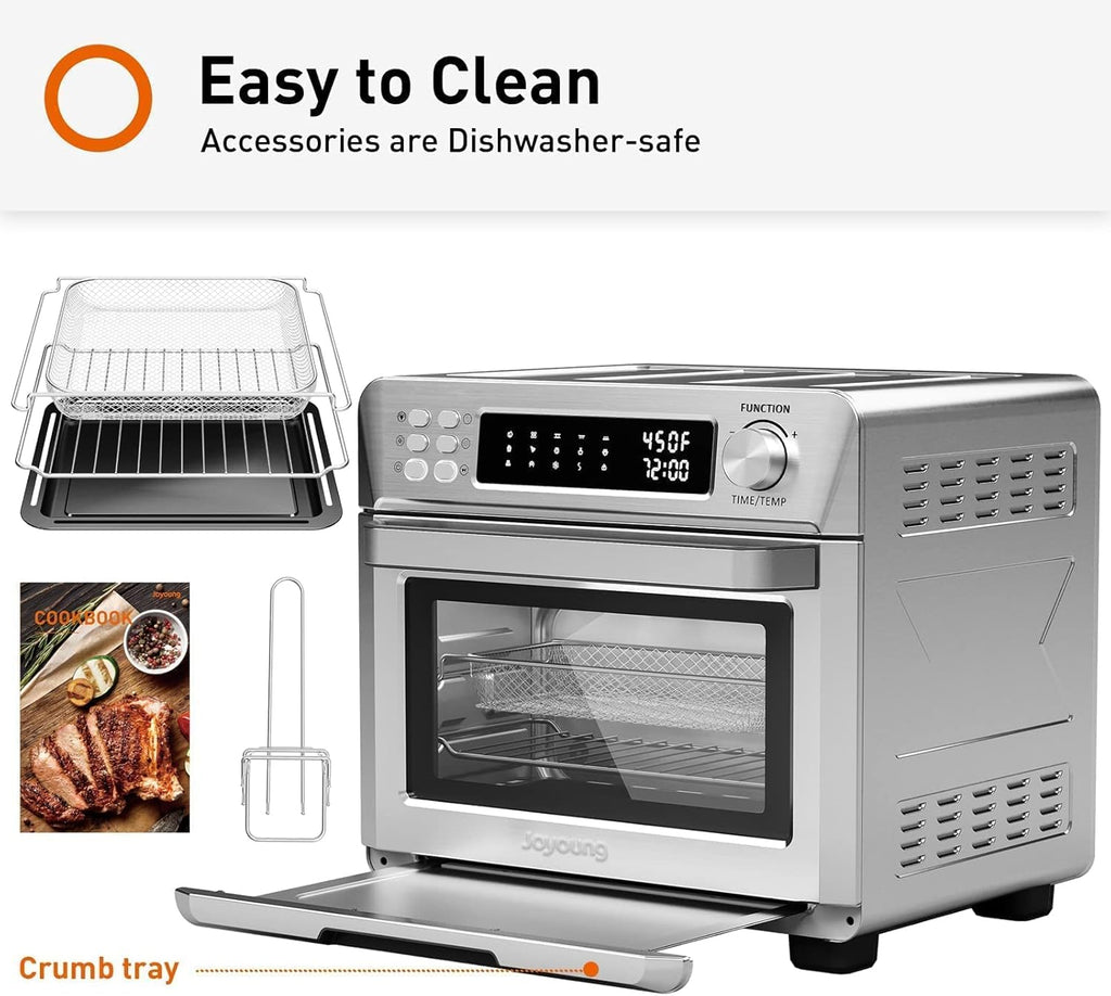 25QT 1700W Brushed Stainless Steel Air Fryer Toaster Oven Y33531