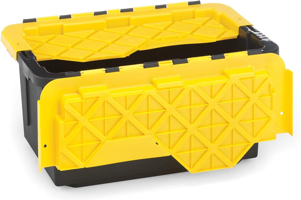 15 Gallon Plastic Storage Container, Black and Yellow, Pack of 6 Q602