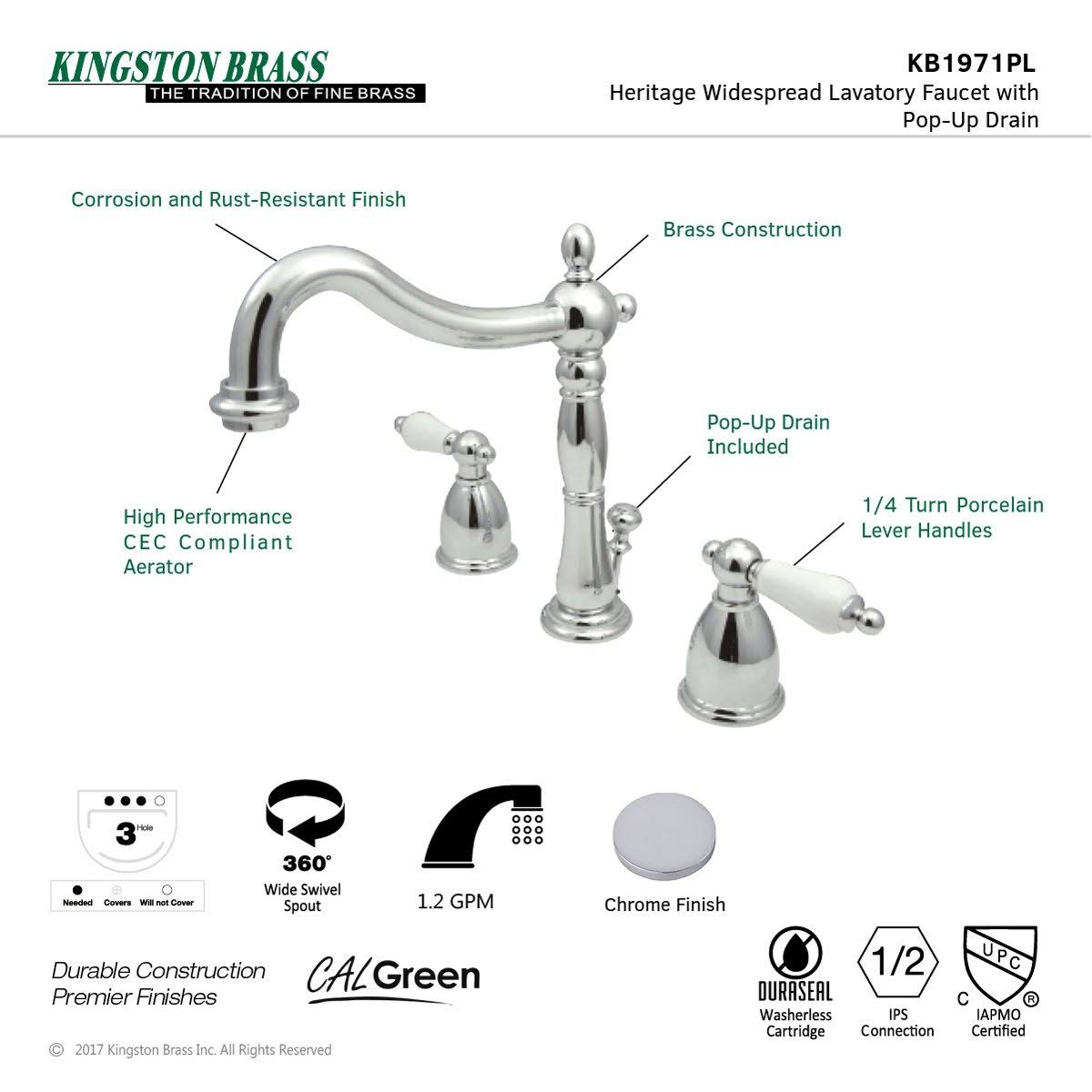 Polished Brass Widespread Bathroom Faucet O5608