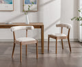 Beige Linen Upholstered Wooden Dining Chairs Set of 2 L5320