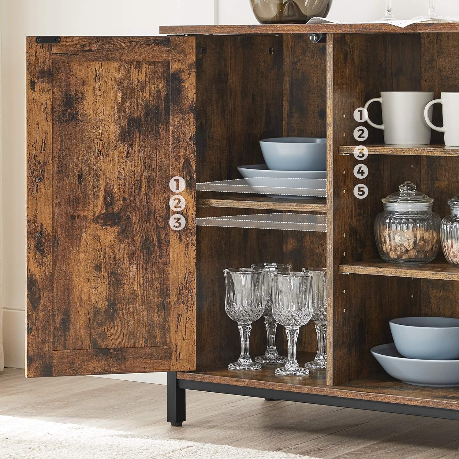 Rustic Brown and Black Buffet Cabinet with Barn Doors S41201