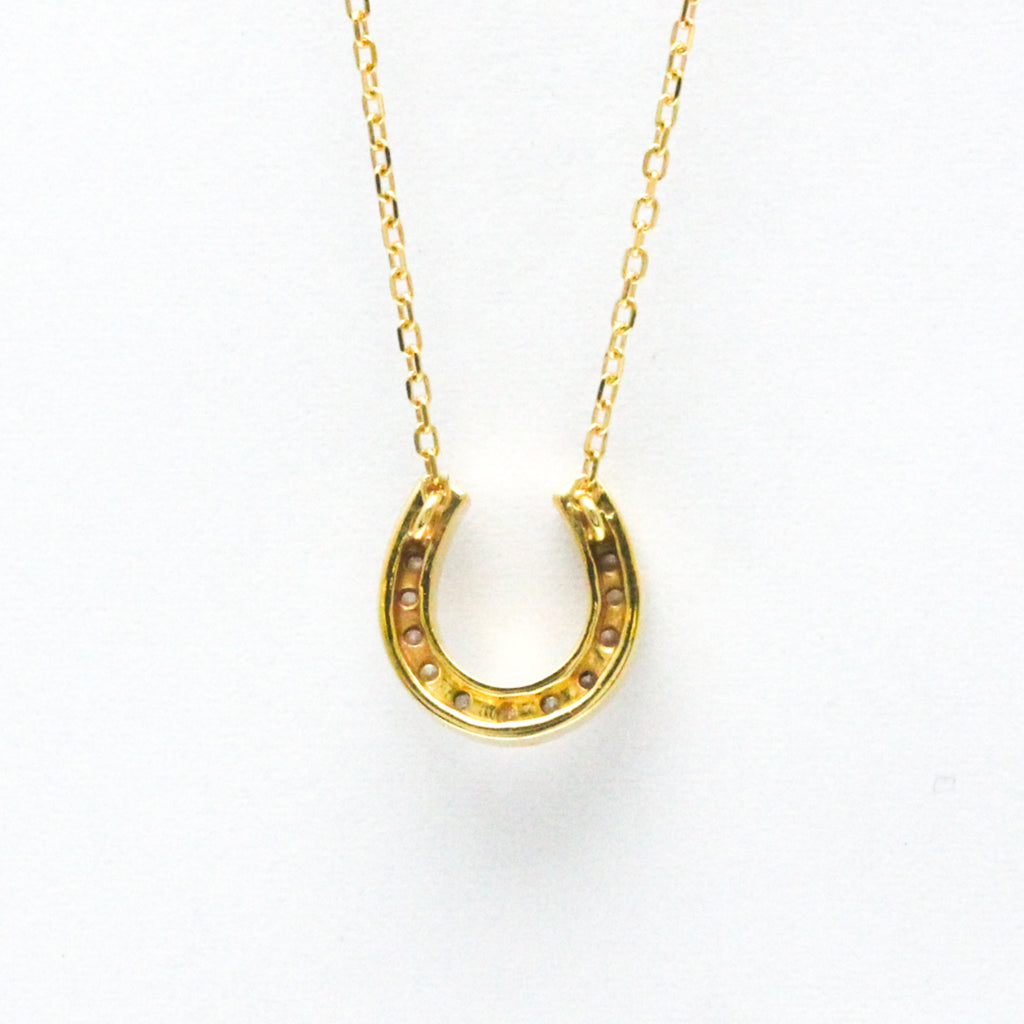 18K Yellow Gold Horseshoe Diamond Pendant Necklace X5095