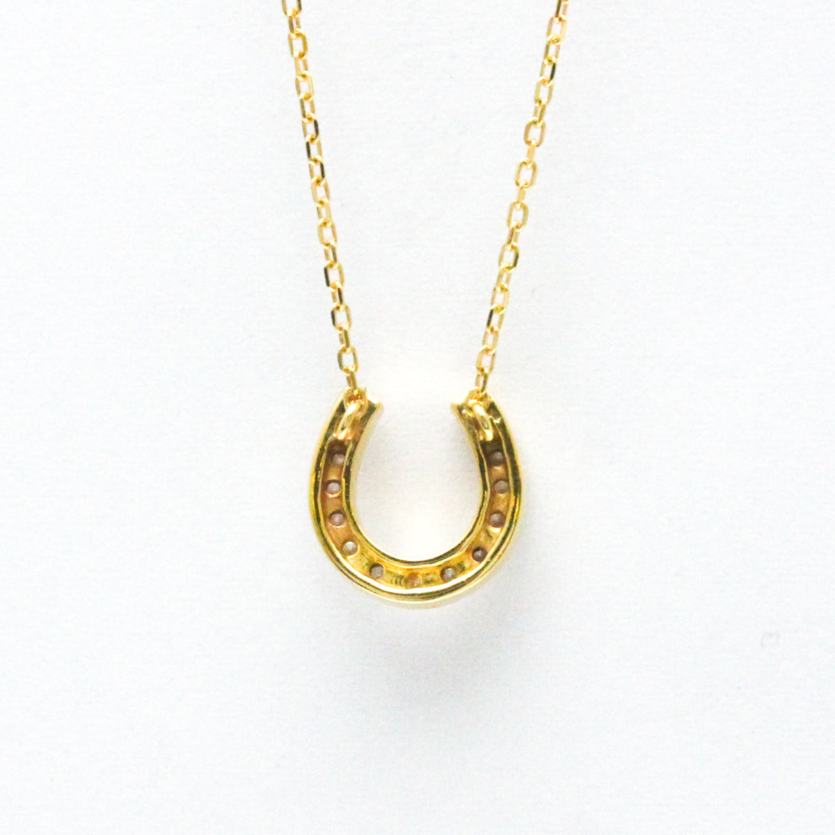 18K Yellow Gold Horseshoe Diamond Pendant Necklace X5095
