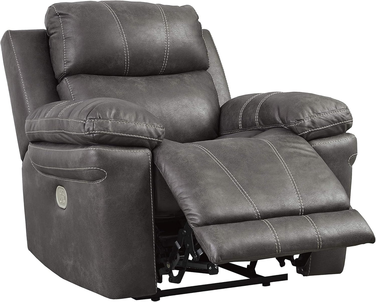 Faux Leather Power Recliner with Adjustable Headrest, Gray H2709