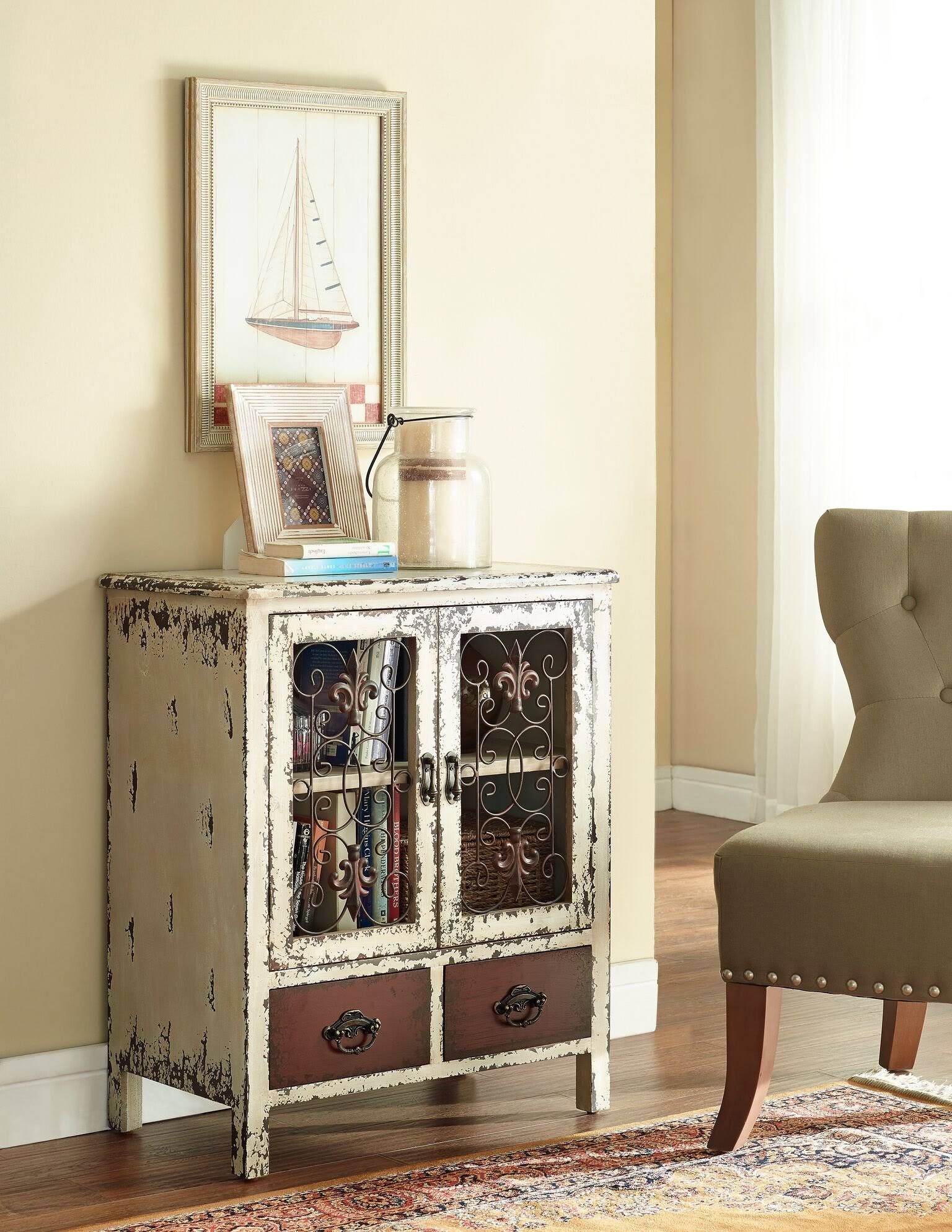 White 2 Door 2 Drawer Console B1571