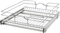 18 Inch x 20 Inch Single Wire Basket Pull Out Shelf Storage Organizer, Silver B248