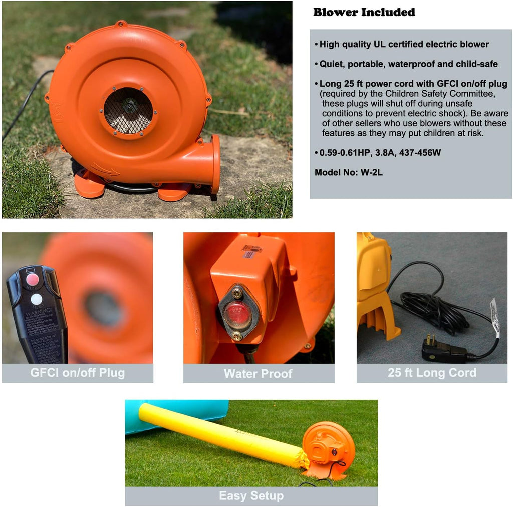 Inflatable Bounce House with Slide, 9 ft x 8 ft x 7 ft H O9232