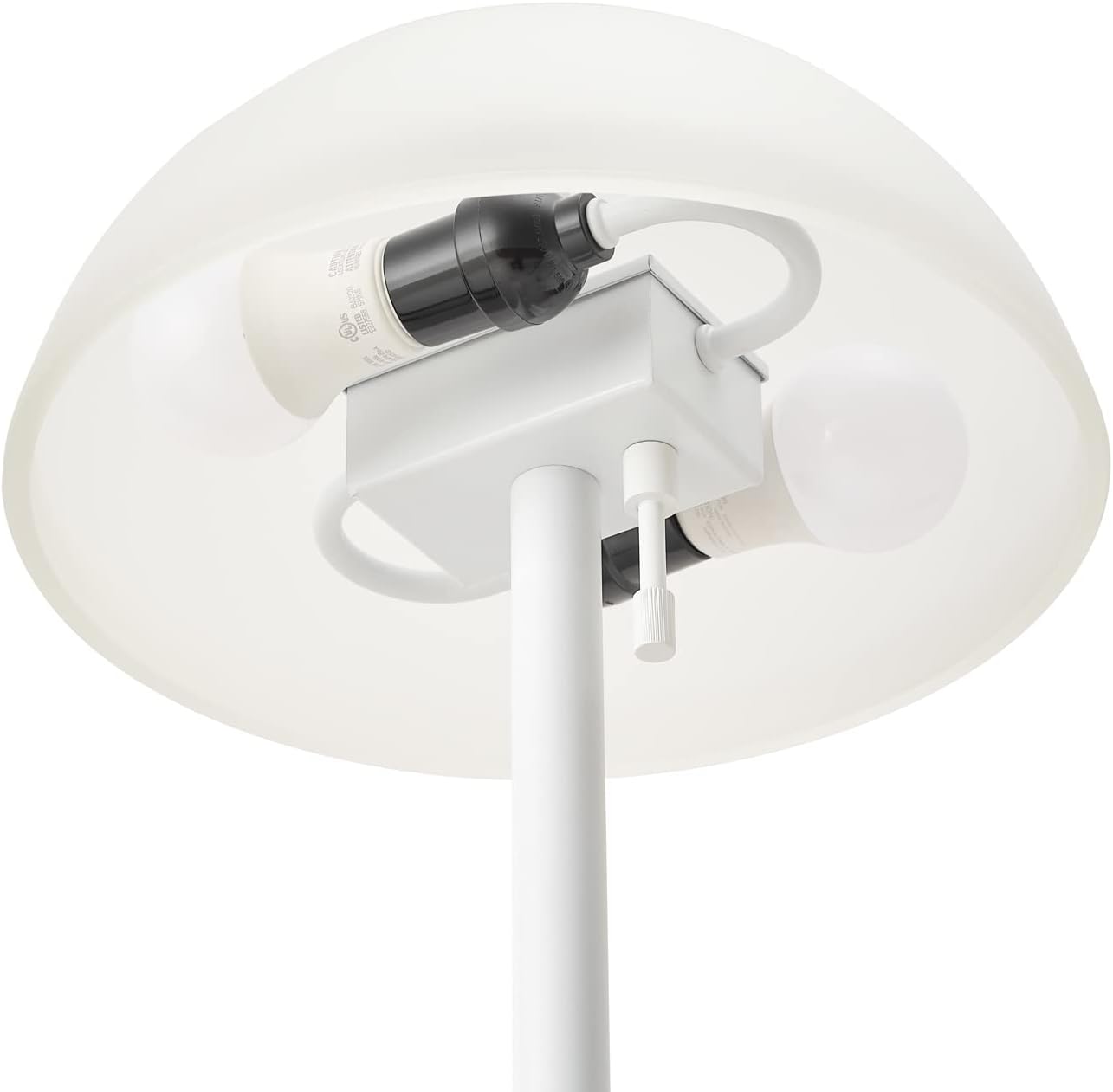Matte White 2-Light Floor Lamp with Frosted Glass Shade P59601