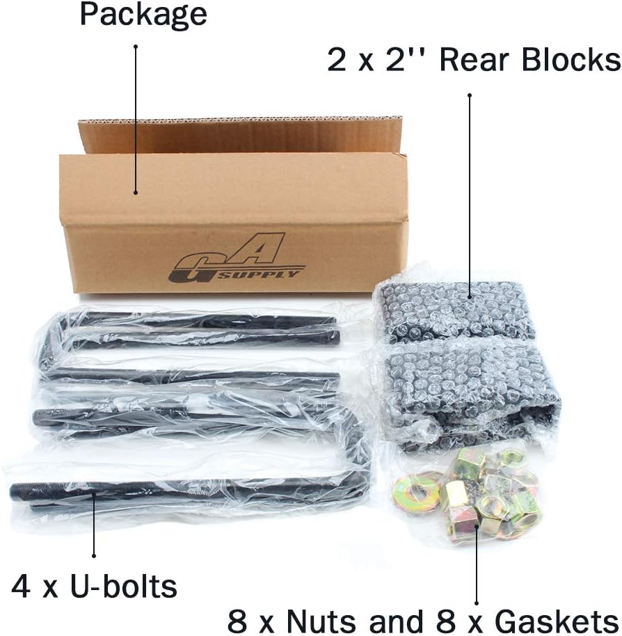 2" Rear Leveling Lift Kit with Extended U Bolts Pack of 2 S735365