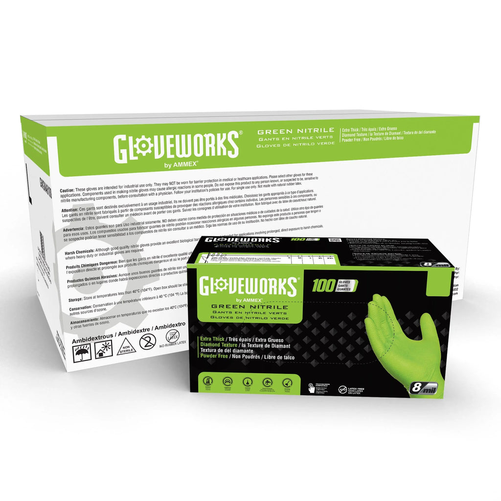 Green Nitrile Disposable Gloves 8 Mil, XX-Large 100/Box Z794
