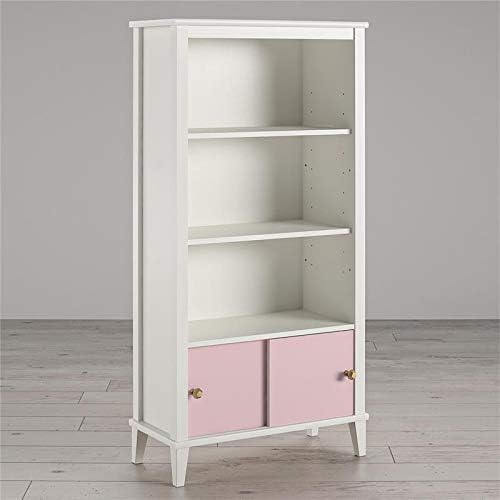 2 Piece Kids Bedroom Set with Bookcase and Desk in White and Pink R254