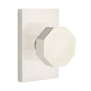 Satin Nickel Octagon Door Knob with Rectangular Rose H4079