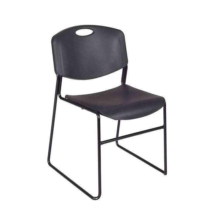 Mahogany Black Round Breakroom Table with 4 Stack Chairs Y255149