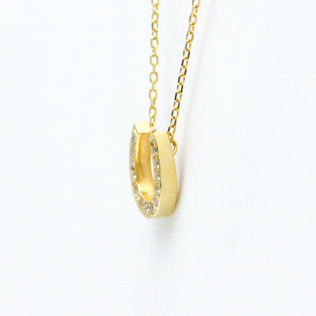 18K Yellow Gold Horseshoe Diamond Pendant Necklace X5095