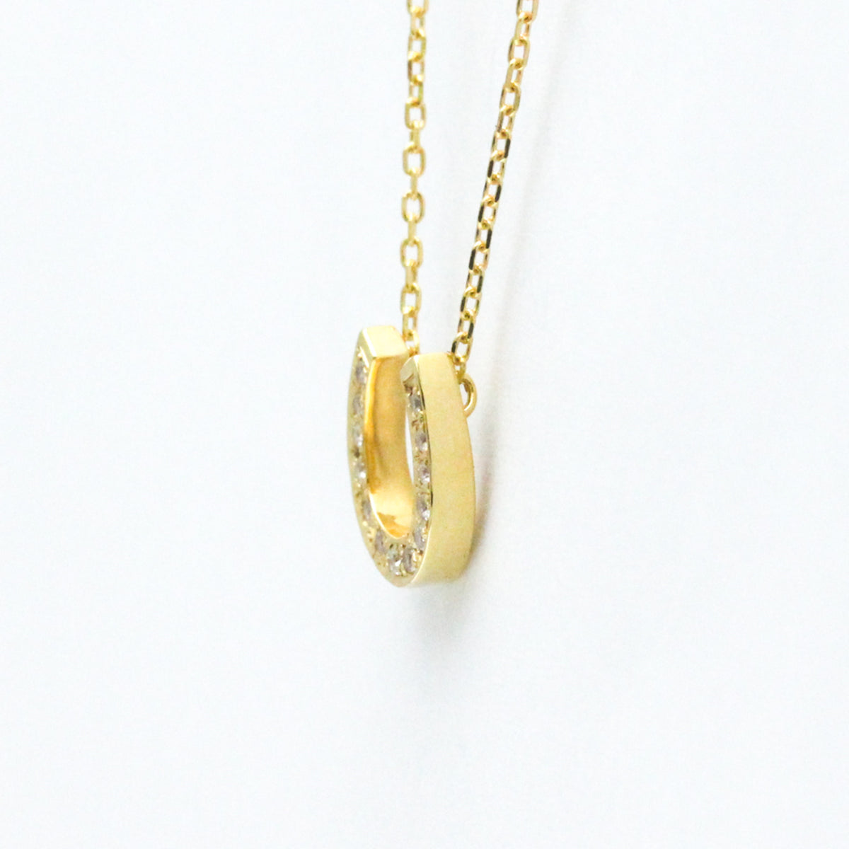 18K Yellow Gold Horseshoe Diamond Pendant Necklace X5095