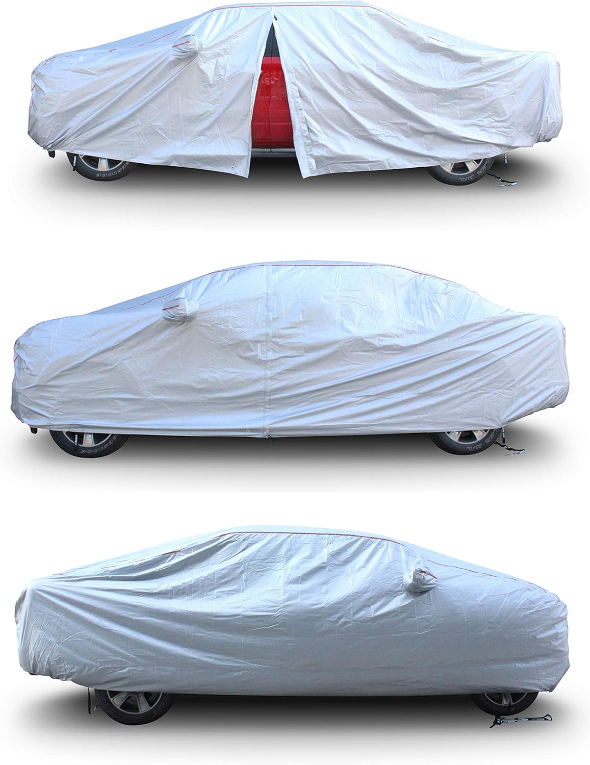 Hard Shell Truck Car Cover Waterproof UV-Proof Windproof Zipper Design with Straps Buckle Full Size Truck Length Up to 212" Pack of 2 E858