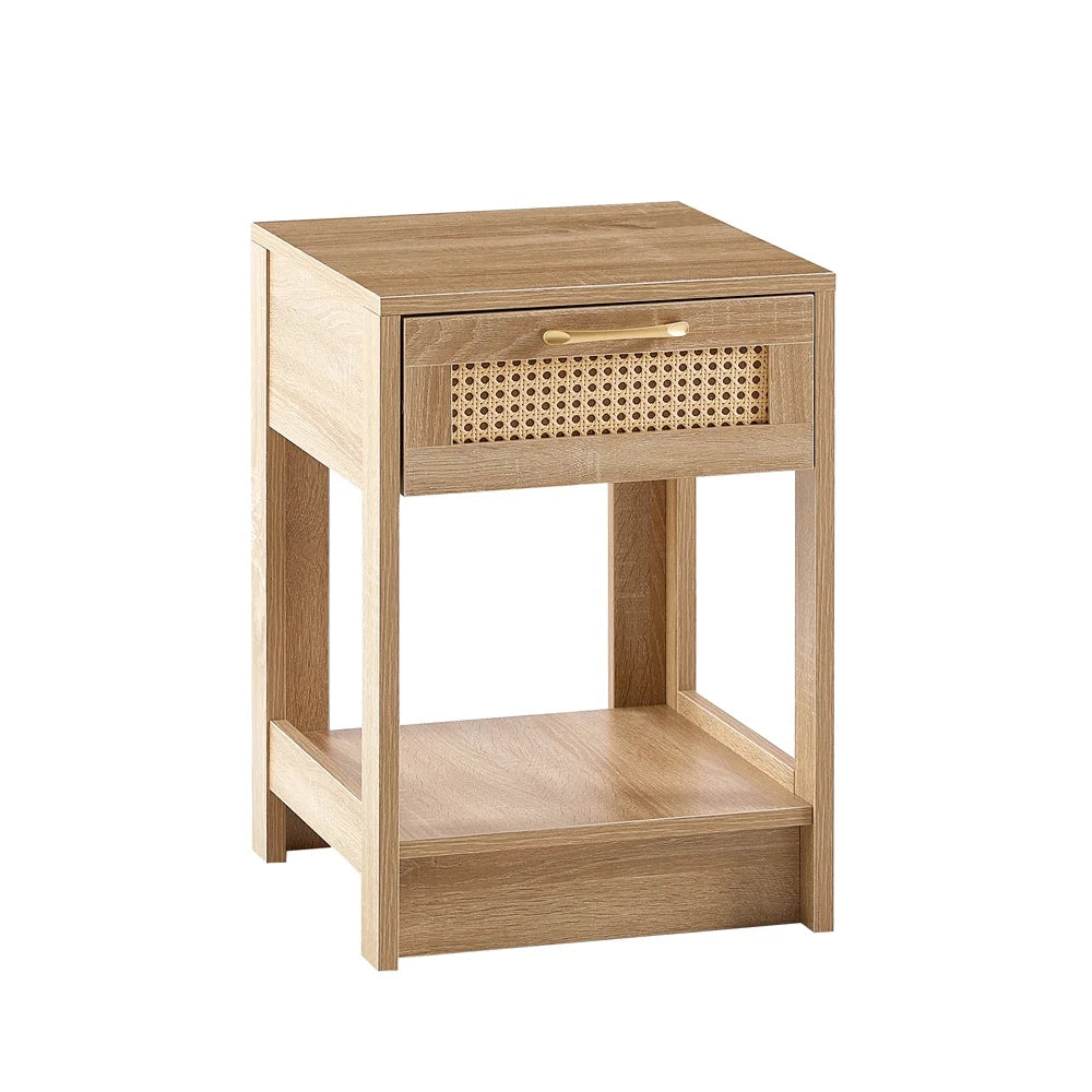 Rattan Nightstand with Drawer and Shelf N5537