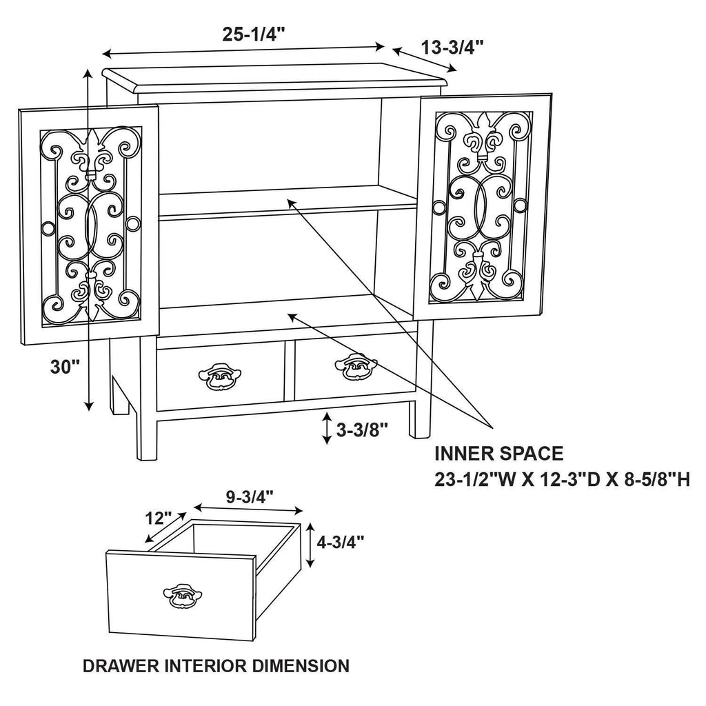 White 2 Door 2 Drawer Console B1571
